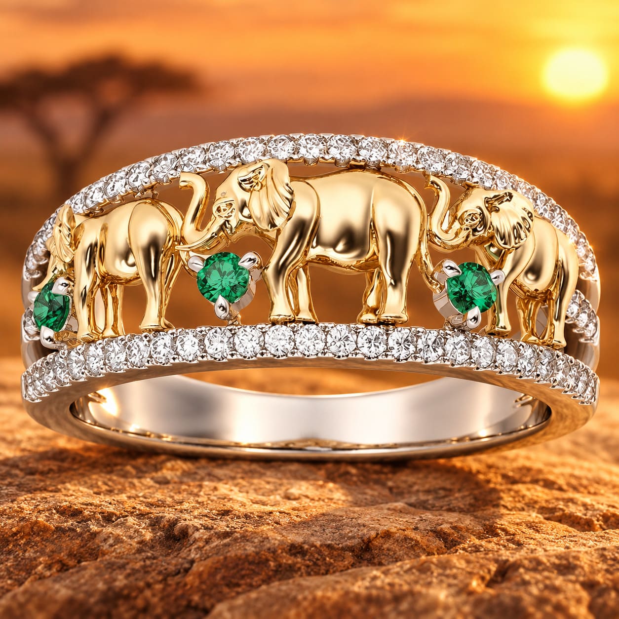 Anneau Éléphant Fantaisie Resplendissante