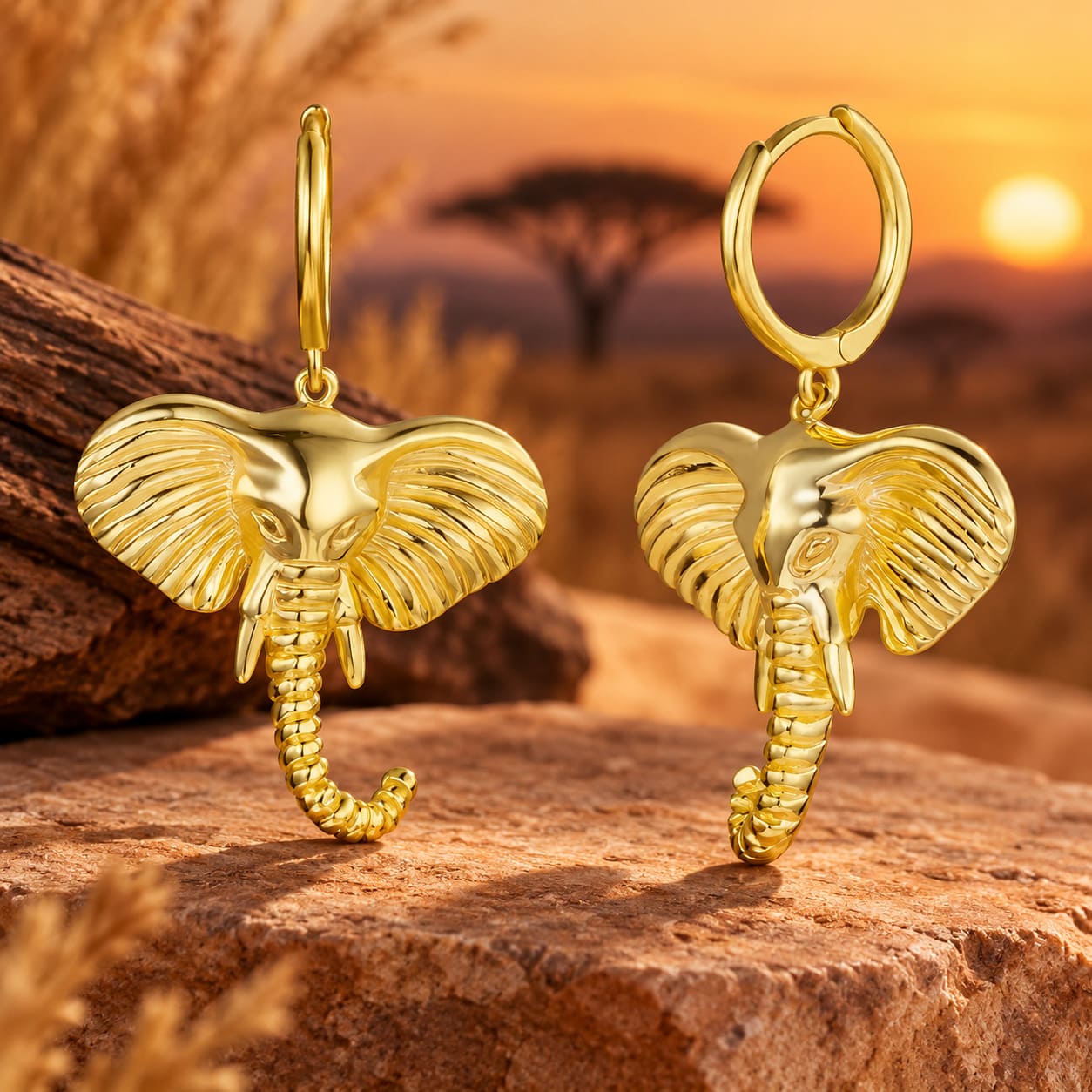 Boucle d’Oreille Tête d’Éléphant Femme Resplendissante