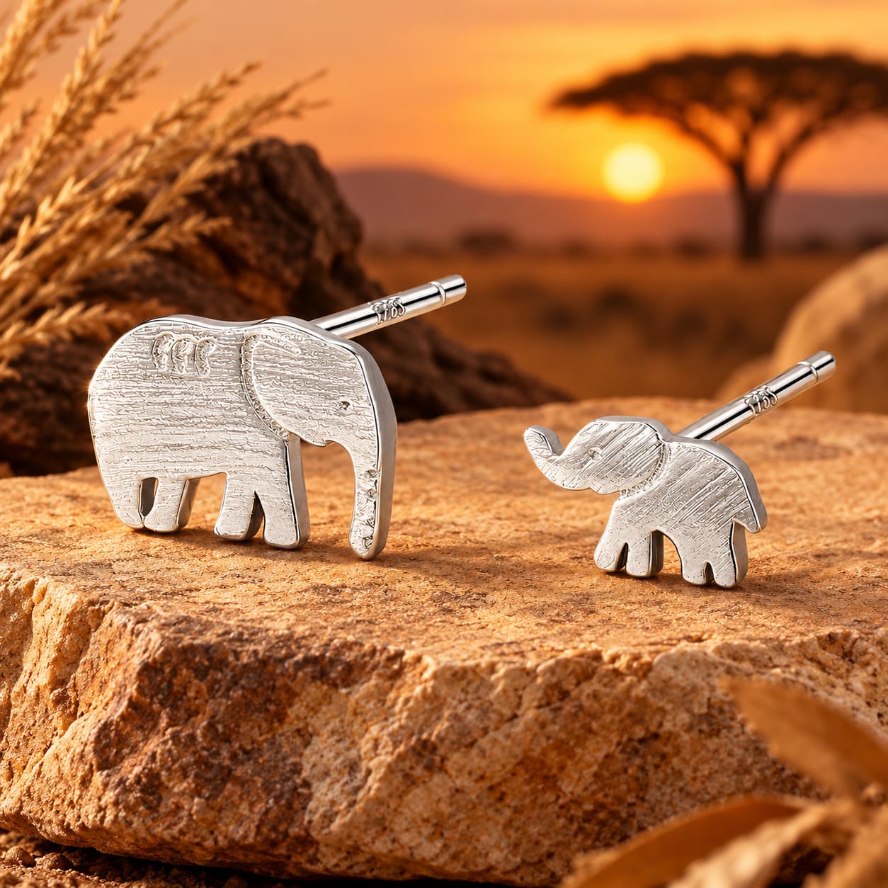 Petite Boucle d’Oreille Éléphant en Argent