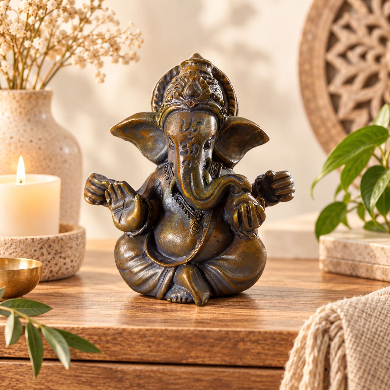 Statue Éléphant Ganesh Bouddha Assis
