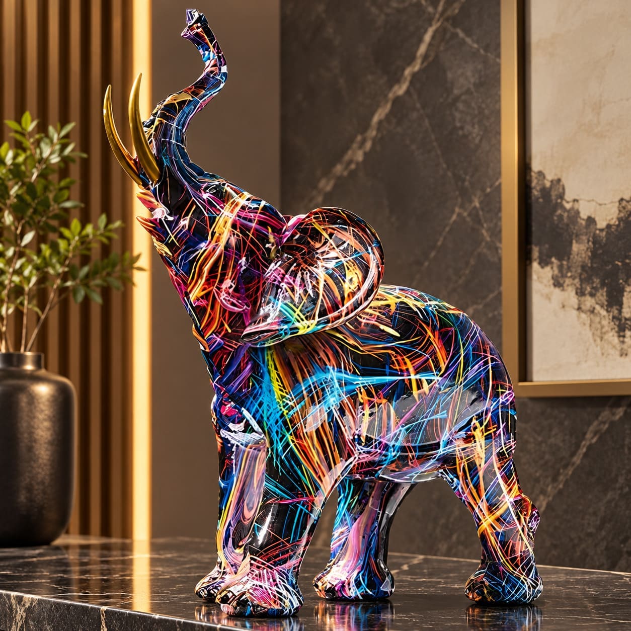 Statue Éléphant Multicolore – Pop Art