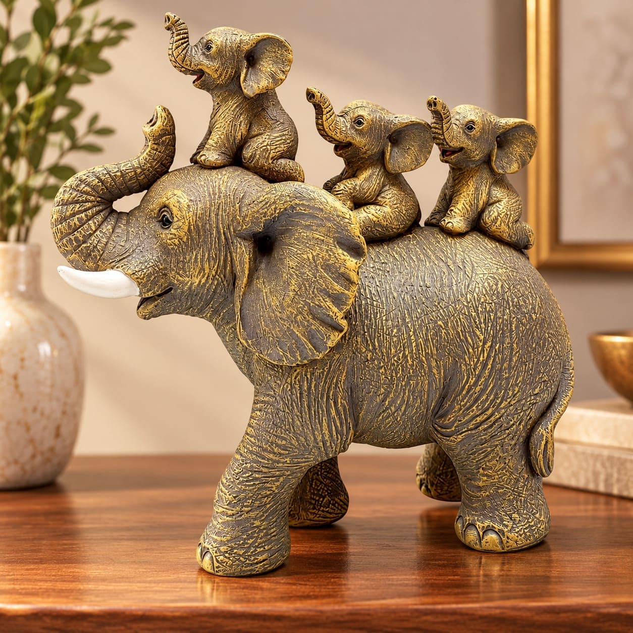 Statue Famille d’Éléphant – Bonheur d’Éternité