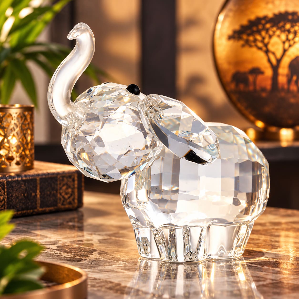 Statuette Éléphant Cristal Transparent