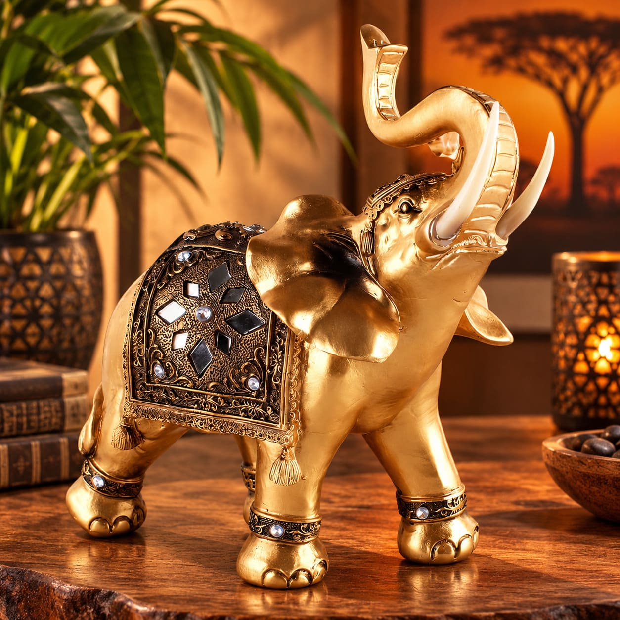 Statuette Éléphant Trompe Vers le Haut – Porte Bonheur Feng Shui