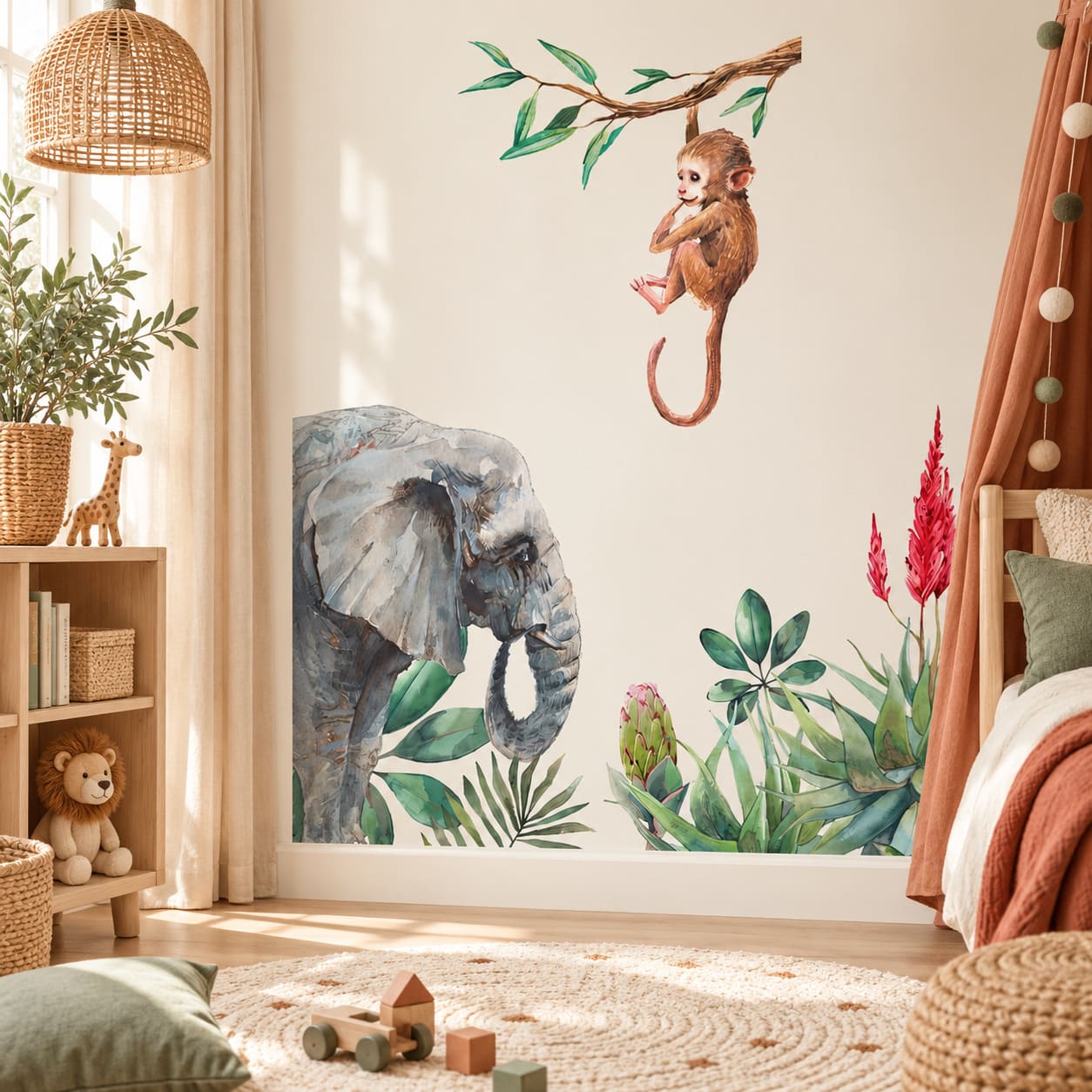 Stickers Mural Éléphant - Enchantement Tropical