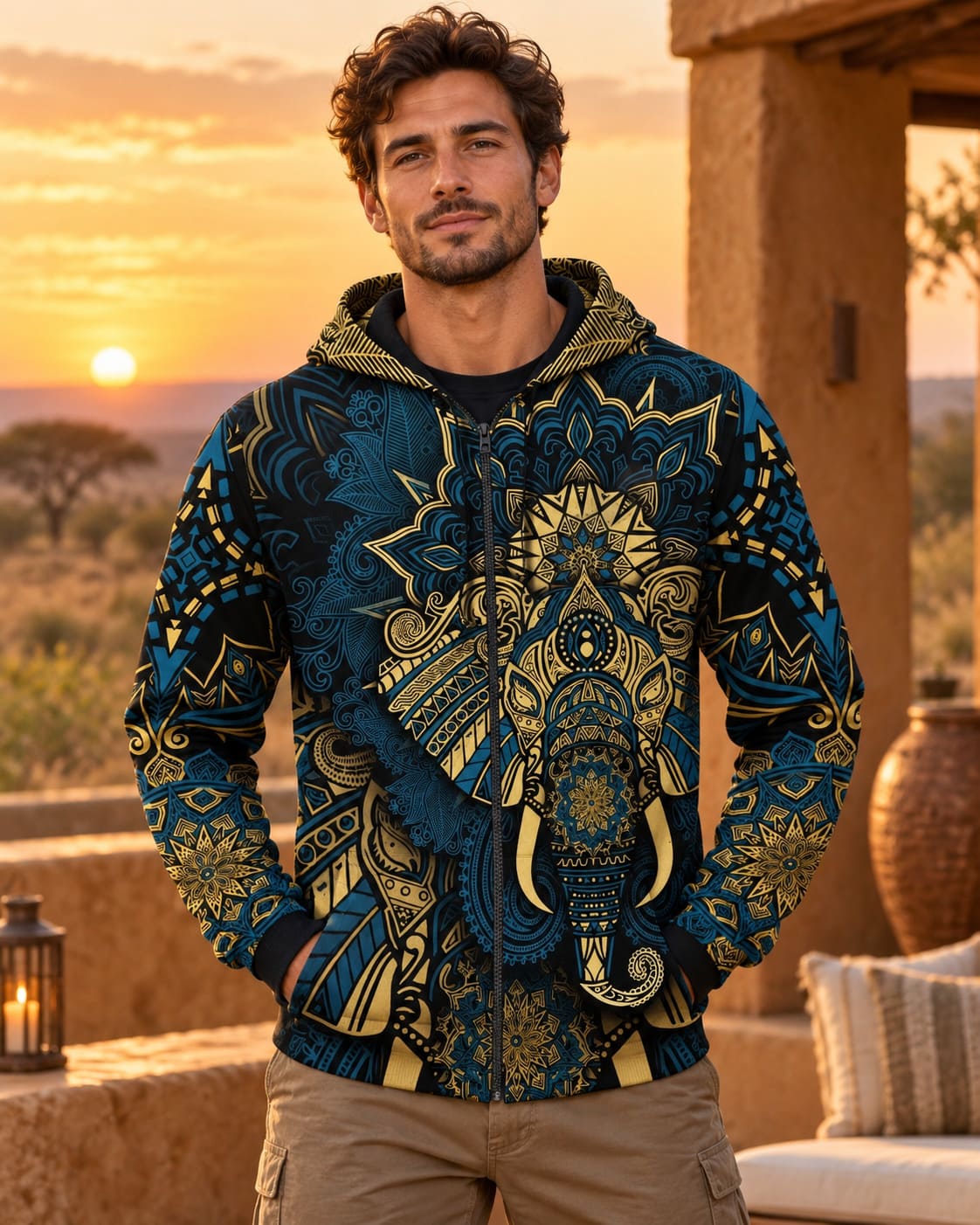 Sweat Tête d'Éléphant - Bleu et Or
