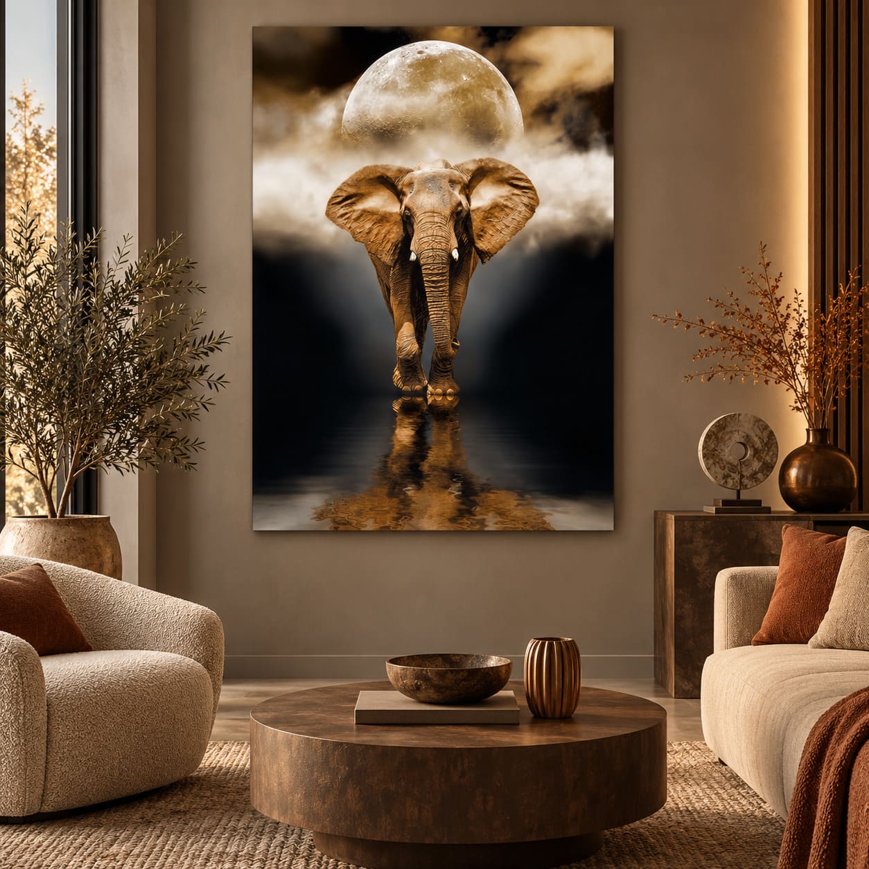 Tableau Éléphant Design – Lune Merveilleuse