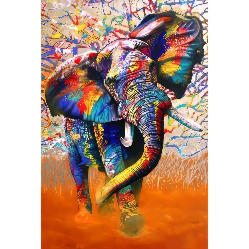Tableau Toile Éléphant Street Art Graffiti 40x60 Cm - Décoration Murale Moderne Pour Salon, Chambre, Bureau - Sans Cadre