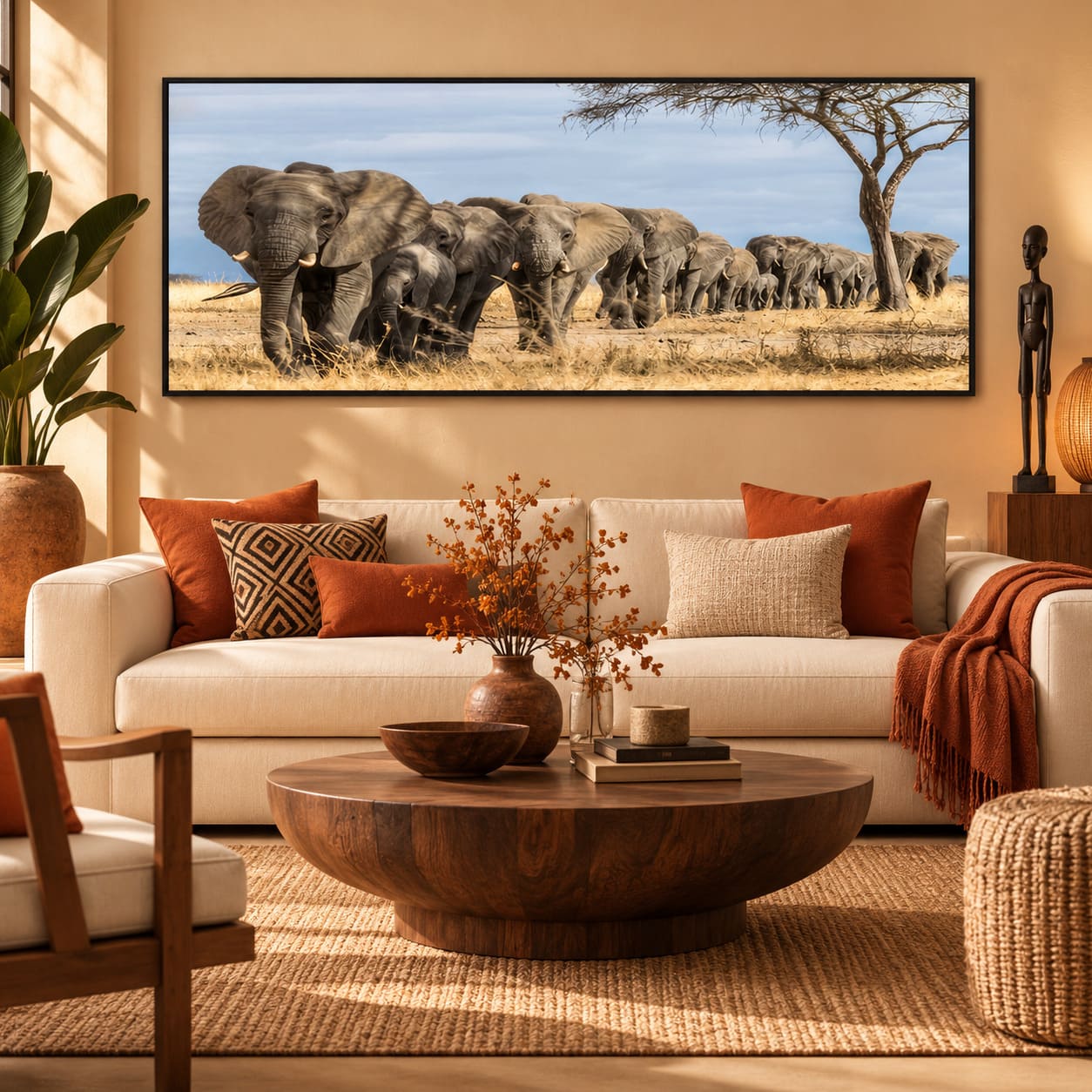 Tableau Éléphants d’Afrique – Ensoleillement Vital