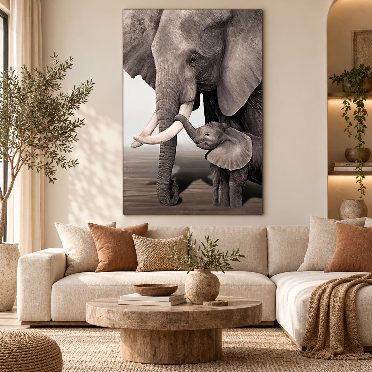 Tableau Famille Éléphant – Liens Éternels