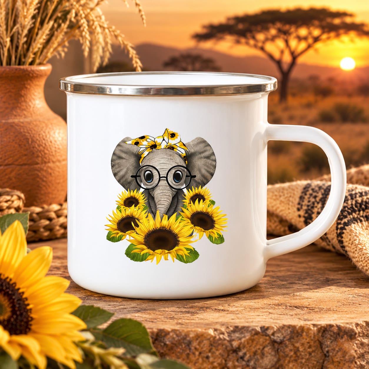 Tasse Éléphant à Fleurs