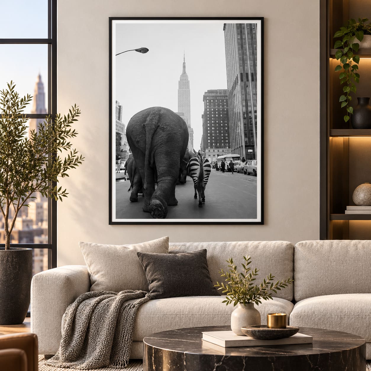 Toile L’Éléphant Arrive en Ville