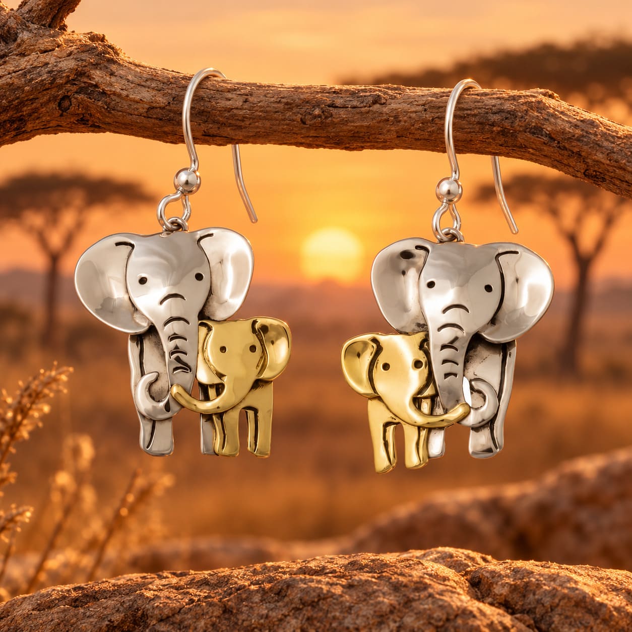 Boucle d’Oreille Famille Éléphant