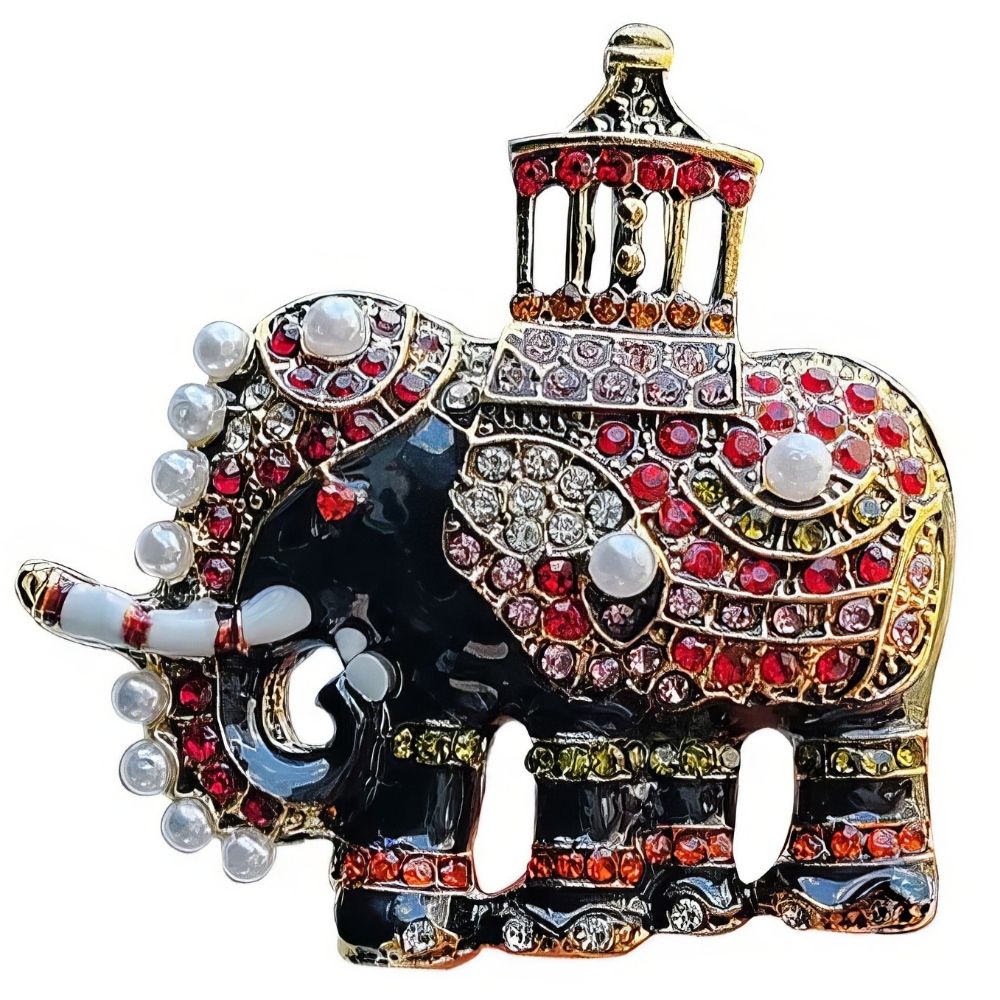 Broche Elephant Strass Colorée